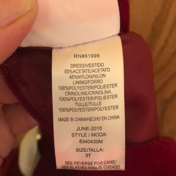 3T La Princess red velvet church wedding dress - Picture 6 of 7